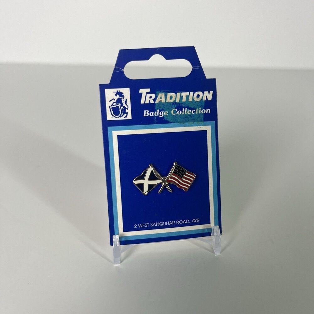 Vintage USA and Scotland Double Flag International Friendship Enamel Pin